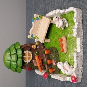 Fairy Garden Gnome Miniature Accessories Set Rabbits Carrots Bench Door Grass